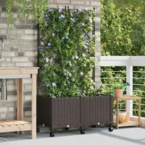 Sodo vazonas su treliu ir ratais 2 vnt. Ruda 80 x 40 x 149 cm
