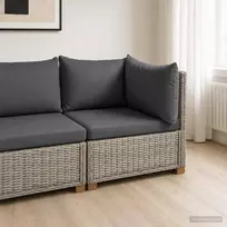 Kampinė Sofa su Pagalvėmis GENDT Natūralus pintas Kubu pilka
