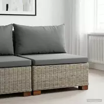 Vidurinė sofa su pagalvėlėmis GENDT Natūralus pintas Kubu pilka