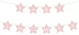 Party Deco Kūdikių dušo žvaigždės ryškiai rožinės spalvos 290 cm x 16,5 cm