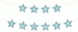 Party Deco Kūdikių dušo žvaigždžių šviesiai mėlyna 290 cm x 16,5 cm