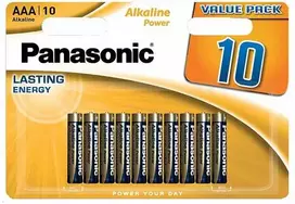 „Panasonic“ vienkartinės šarminės AAA baterijos, 10 vnt. pakuotė