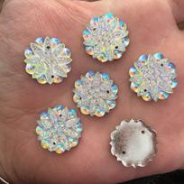 AB dervos gėlė Kalnų krištolas plokščias vestuvinis dekoras, 2 skylės 20 vnt 18 mm 18mm