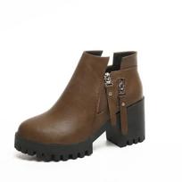 Women Boots 2024 Winter New Fashion Waterproof Platform Short Boots High Heels Side Zipper Height Increase Anti Slip Ankle Boots 36