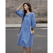 Demana Pure Cotton Pleated Puff Sleeve Midi Dress M
