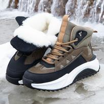 Northeast Men's Snow Boots: Winter Leather & Fur, Warm Plus Velvet, Waterproof, Non-Slip. 40