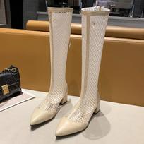 Fashion Pointed High Heel Cool Boots Women's New Summer Net Boots Breathable Long Thick Heel Sandals 35