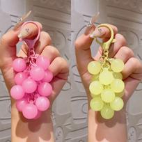 2-color luminous grape cluster bead bag hook keychain pink