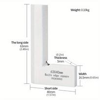 L Shape Angle Square Broadside Knife-Shaped 90 Degree Angle Blade Ruler Gauge Blade Square Ruler. Light Grey
