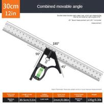 12  Professional Resolution Adjustable Stainless Steel Angle Combination Square Ruler