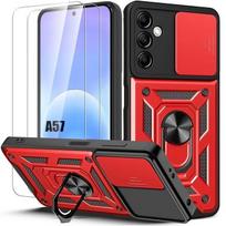 Case for Samsung Galaxy A57 5G, Shockproof with Camera Protection - Red - 2 Tempered Glasses