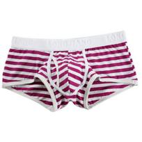 Longjiang Men Underwear Stripe Side Opening Sexy Mid Rise Boxer Underpants M