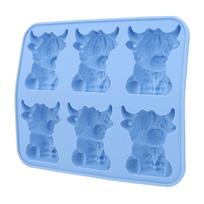 6 Cavity Mini Highland Cow Ice Cube Mold Silicone Reusable 3D Ice Tray for Whiskey Cocktail Beer