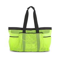 Portable Extra Large Beach Bag Foldable Lightweight Tote Bag Zippered Pockets Breathable Mesh Organizer Bag Swimming
