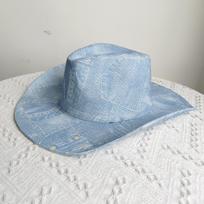 Distressed Denim Cowboy Hat heart band denim cowgirl hats navy blue hat Rehinestone cowboy hat patch hats