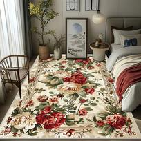 VIKAMA Persian Floral Print Rug Rose Pattern Rug Vintage Bohemian Style Living Room Bedroom Rug Home Decoration 80cm x 120cm