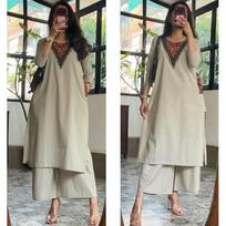 Pure Cotton Party Wear Kurti Palazzo Set Indian Bollywood Ethnic Kurta Cord Set L-40