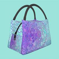 Mandala Pattern Insulated Lunch Bag Durable Thermal Cooler Bag Reusable Lunch Box for Work School Picnic One Size