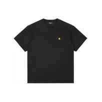 Carhartt WIP Chase T-Shirt Minimalist Gold Line Embroidered Logo Short Sleeve T-Shirt Men tops Black CHXTEI26391XC S