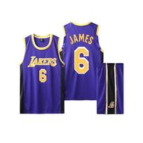 (24, Purple) Los Angeles Lakers No. 6 LeBron James adult and children's jersey set 24