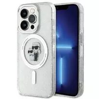 Karl Lagerfeld KLHMP15LHGKCNOT Karl AND Choupette Glitter phone case with MagSafe support for iPhone 15 Pro transparent