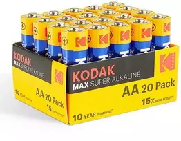 „Kodak MAX SUPER“ vienkartinės šarminės AA baterijos, 20 vnt. pakuotėje