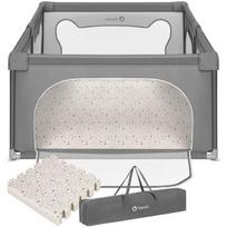 Maniežas vaikams Lionelo Willow Grey Concrete + dvipusis kilimėlis vaikams Lionelo Yoka