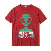 Funny Alien UFO Extraterrestrial I Hate Humans Alien Lover TShirt Top TShirts Discount Group Cotton Men Tees Casual 3XL brown