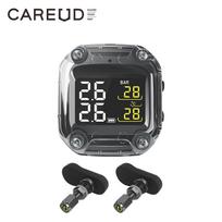 Wileless Motorcycle TPMS Careud Tire Pressure Monitoring System Digital LCD With Two Internal/External Sensors Easy to use TH