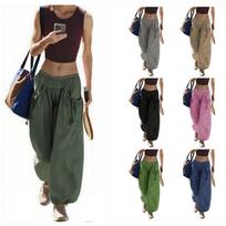 Women's Loose Wide Leg Track Pants Step By Step Pants Summer Wide Leg Casual Pant With Big Ruched Pockets L