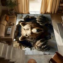 3D Realistic Bear Rug Brown Bear Emerging From Broken Ground Carpet Unique 3D Illusion Floor Mat for Living Room Home Decor 40x60cm