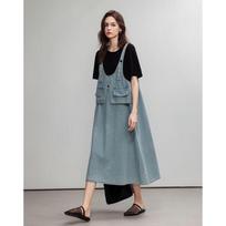 Demana Cloud Cotton Denim Patchwork Knit Dress L