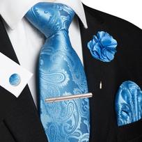 Men Ties Paisley Woven Necktie Set Pocket Square Cufflinks Brooch Tie Clip for Wedding Party Groom Accessories Gift 5PCS