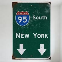 DORA Tin Sign Vintage Interstate  South New York Road Sign Metal Tin Sign Aged Weathered Rustic Wall Decor for Bar Pub Home Cafe Man Cave x 20x30cm（7.8x11.8inch）