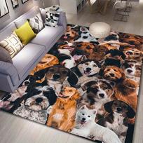 Adorable Dog Faces Rug for Pet Lovers | Unique Floor Decor | Fun Animal-Themed Area Rugs for Kids Rooms Skid resistant carpet 40cm x 60cm