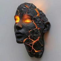 Cracked Soul LED Wall Light  3D Resin Art with Lava Crack Effect, Warm Glow Illusion, Energy-Saving & Easy Install, Perfect for Halloween & Modern Dec