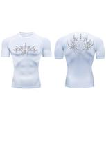 Men's Compression Shirt Quick Dry Light Blue Gym T-Shirt Tribal Spike Print Workout Sportswear S balta