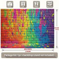 2D Vibrant Rainbow Graffiti Paint Drip Brick Wall Photography Backdrop 47.2x31.5inch/120*80cm