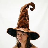 Wide Brim Plush Wizard Hat Velvet Curved Tip Tall Witch Hat  Cosplay Accessories