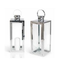 Terrace Lantern for Living Room or Balcony Silver Chrome Glamour 38 cm Small