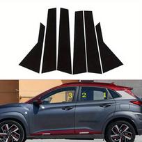 6 vnt. Tinka Hyundai Kona Encino Kauai 2018 2019 2020 2021 2022 2023 Blizgus juodas stulpelio apdailos juostelė lango apdailos juostelė durų šoninės dangos lipdukas juoda