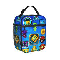 Geometry Dash  Insulated Lunch Bags Thermal Bag Reusable,Meal Container  High Capacity Lunch Box Tote Food Handbags College One Size