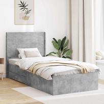 Lovos rėmas su saugojimu ir nugara Betono pilka 75 x 190 cm