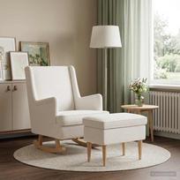 Fotelis su pakoju 2 vnt. Kreminė Bouclé