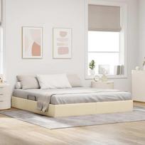 Otomano lovos rėmas su saugykla Kremas 180 x 200 cm audinys