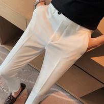 Korean Slim Fit Men's Nine-Point Stripe Dress Pants - Summer Lightweight Casual Skinny Trousers 33