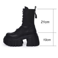 Rudens moteriški batai 10CM kulniukai pleištai platforma PU oda kniedės sagties batai Šaunūs retro punk batai su raišteliais ir užtrauktuku kasdieniai suknelės batai 40 juoda