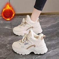 Fleece Cotton Shoes, Women's Shoes, Anti-slip Snow Boots, Thick-soled Height-increasing Sports Dad Shoes 35