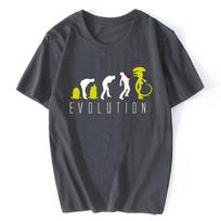 Man Women Fashion T Shirt Funny Evolution Of Alien Mens SciFi TShirt Men Leisure Tops Male Summer Oversized Tees Cotton S