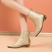 Large size Martin boots autumn and winter new sexy boots thick heel zipper short boots 35